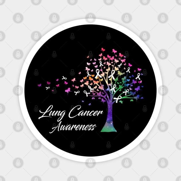 Tree Ribbons Lung Cancer Awareness Support Lung Cancer Warrior Gifts Magnet by ThePassion99